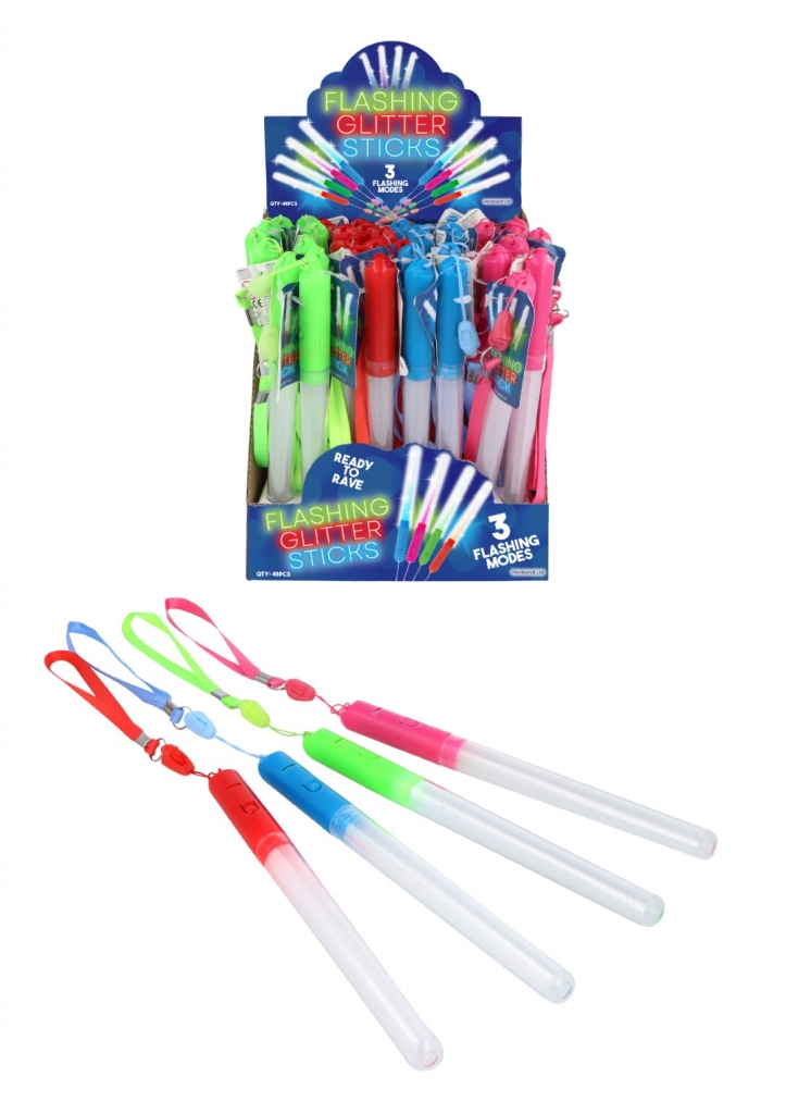 Mini Glitter Light Up Flashing Stick 19cm (Assorted Colour) - Click Image to Close