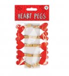 Valentines Day Wooden Heart Pegs 12 Pack