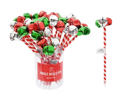 Jingle Bells Candy Striped Pen x 24 (0.72p Each)