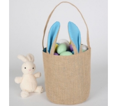 EASTER JUTE BUCKET WITH BLUE EARS 22 X 20CM