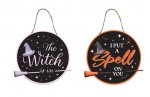 Halloween Hanging Witch Plaque with Broomstick