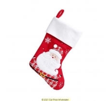 Deluxe Plush Red Santa Wearing Tartan Stocking 40cm X 25cm