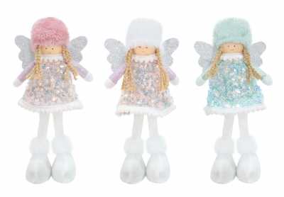 Christmas Standing Pastel Sequins Fairy 27cm