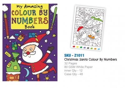 A4 Christmas Santa Colour By Numbers (ZERO VAT)