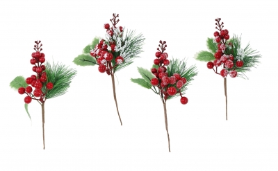 Christmas Berries Pick With Holly 24cm