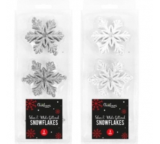 Silver & White Glittered Christmas Snowflakes 9 Pack