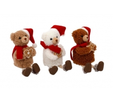 Christmas Teddy Bear Sitting Deco 18cm