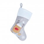 Deluxe Plush Silver White Top Reindeer Stocking 40cm X 25cm