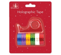 6 Rolls Holographic Self Adhesive Tape & Dispenser