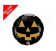 9" ROUND JACK FACE BLACK AND GOLD BALLOON