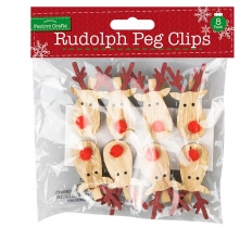 RUDOLPH AND RED NOSE CLIPS 8PACK