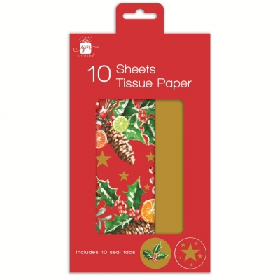 Christmas Traditional Tissue Paper Sheet Pack Of 10