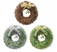 Tinsel Wreath 40cm With Stars & Bells & Bow