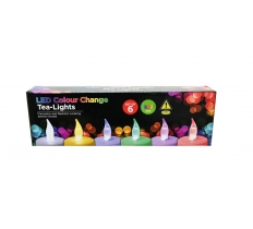 LED TEALIGHT CANDLE 6PC COLOUR CHANGE