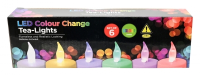LED TEALIGHT CANDLE 6PC COLOUR CHANGE
