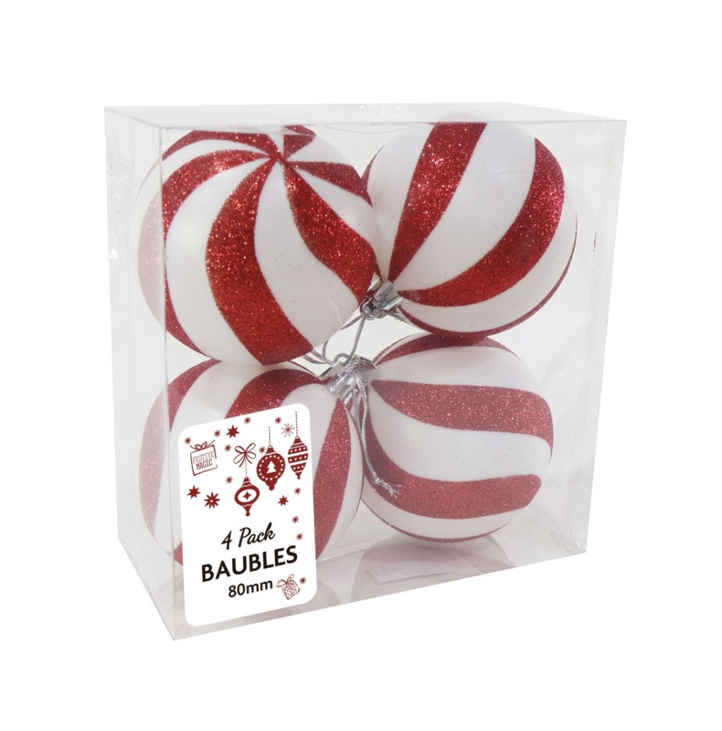 Lollipop Baubles 80Mm 4Pk Glitter - Click Image to Close