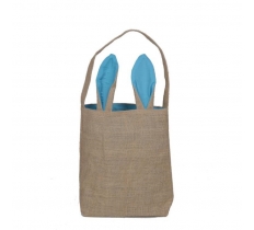 EASTER JUTE BAG WITH LIGHT BLUE EARS 30.5 X 10CM