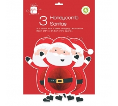 Christmas Honeycomb Santa 3 Pack