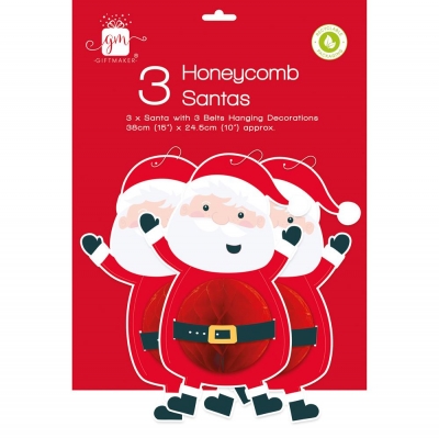 Christmas Honeycomb Santa 3 Pack
