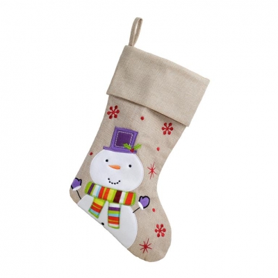 Deluxe Plush Hessian Snowman Stocking 40cm X 25cm