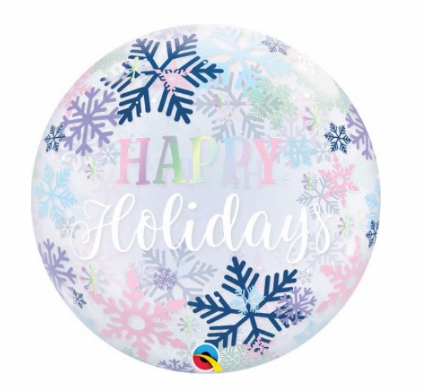 Single 22" Bubble Happy Holidays Balloon - Click Image to Close