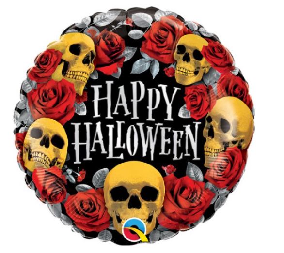 Halloween 18" Golden Skulls Balloon - Click Image to Close