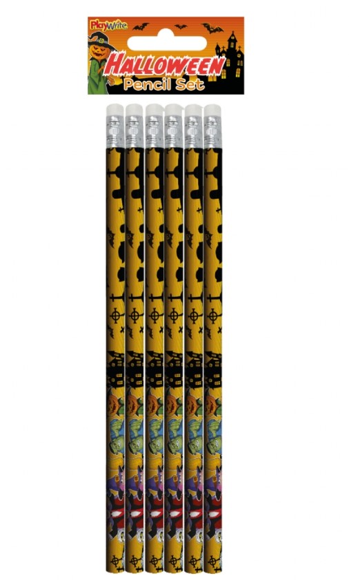 Halloween 6pc Pencil Set 17cm - Click Image to Close