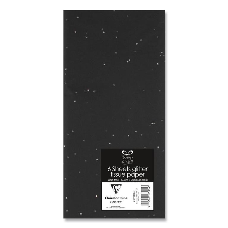 Glitter Tissue Paper Black 6 Sheets - Click Image to Close