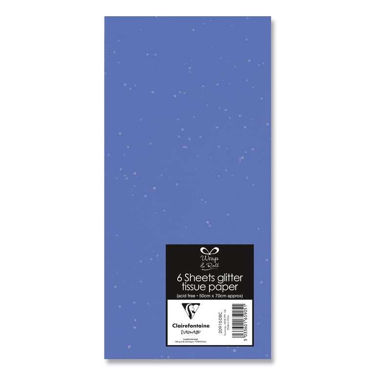 6 Glitter Tissue Paper Dark Blue - Click Image to Close