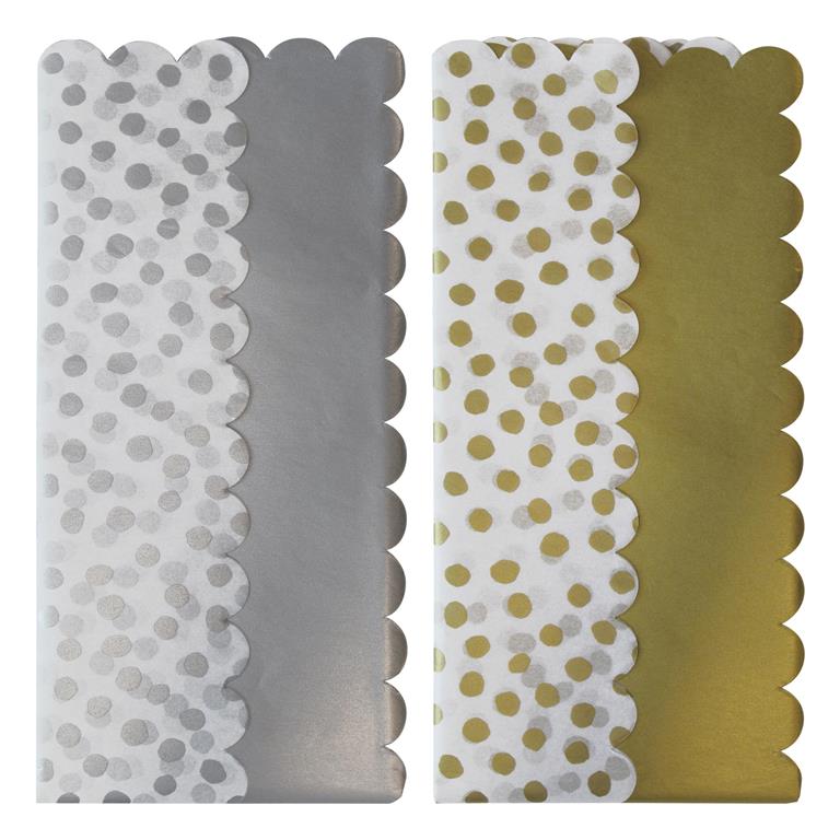 Assorted Mettalic Scollaped Tissue Paper - Click Image to Close