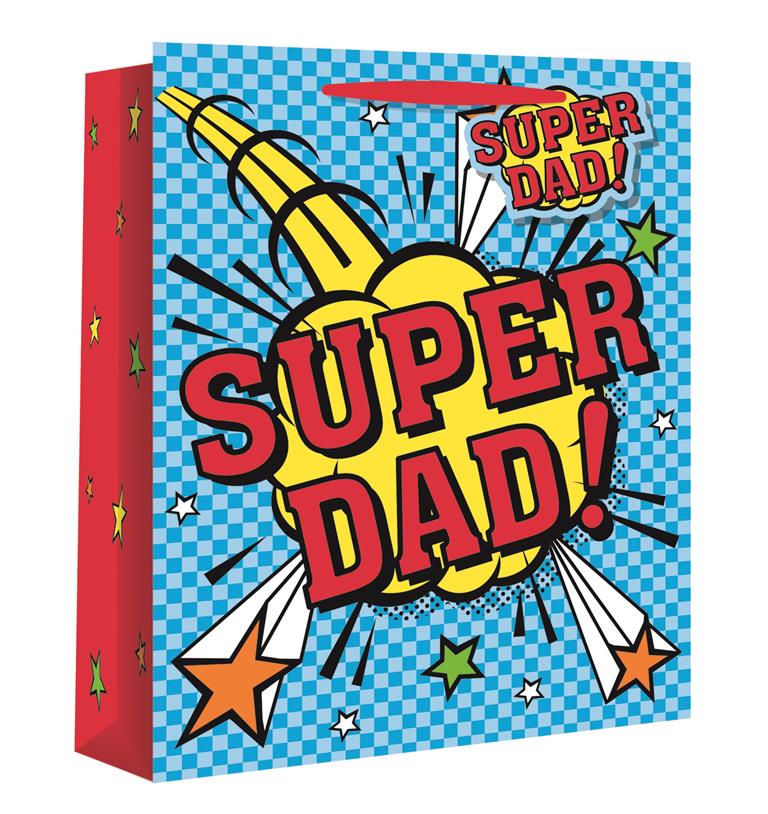 SUPER DAD EXTRA LARGE WIDE GIFT BAG - Click Image to Close