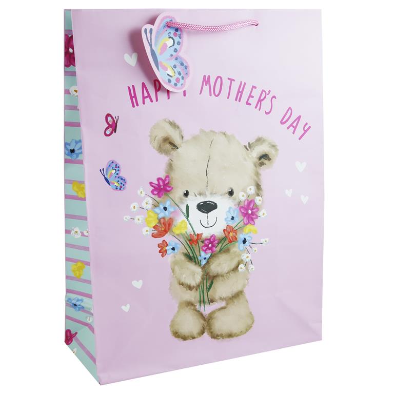 MOTHER'S DAY CUTE BEAR AND FLOWERS EXTRA LARGE BAG - Click Image to Close