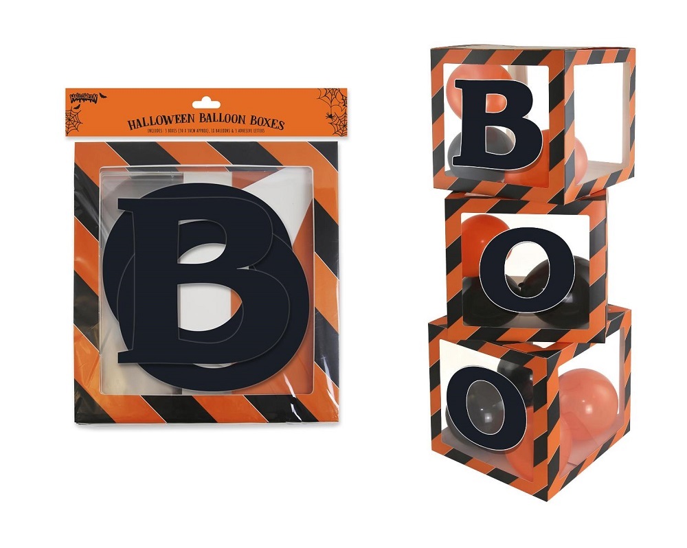 Halloween Orange/Black Balloon Box - Click Image to Close