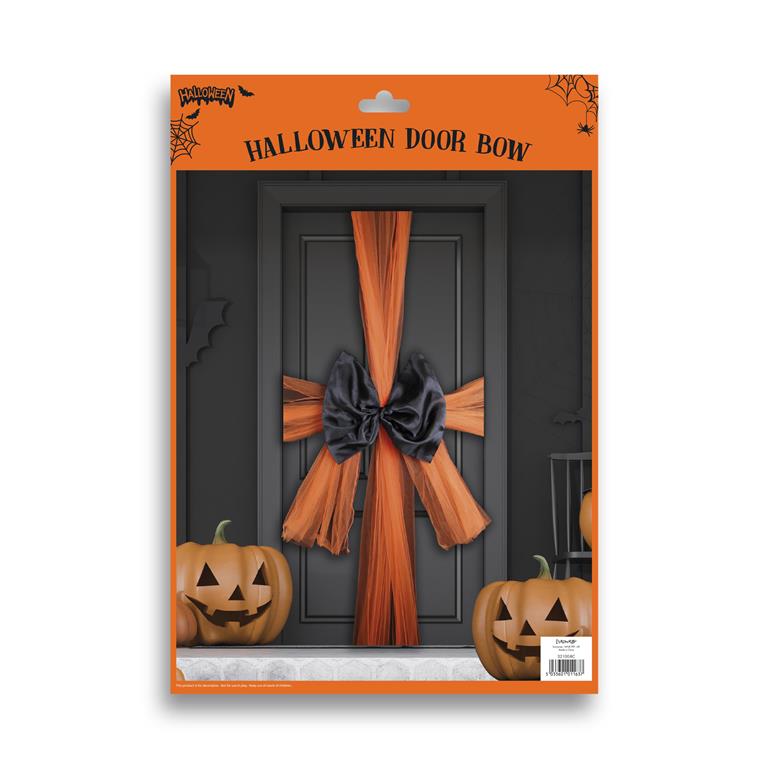 Halloween Door Bow Black/Orange - Click Image to Close