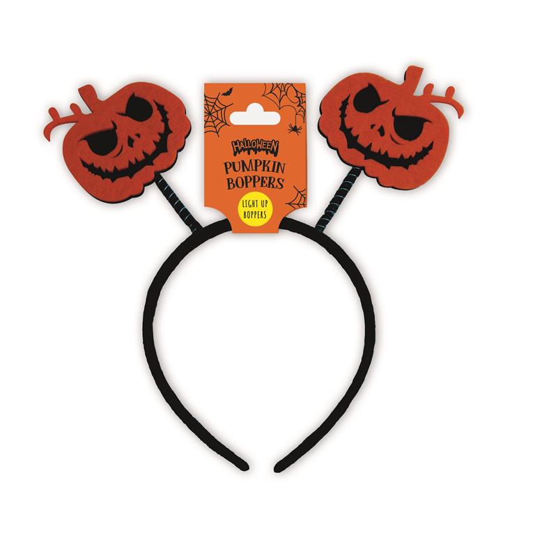 Halloween Pumking Light Up Head Boppers - Click Image to Close
