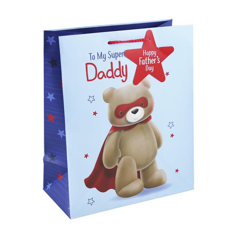 Father's Day Cute Bear Large Gift Bag - Click Image to Close