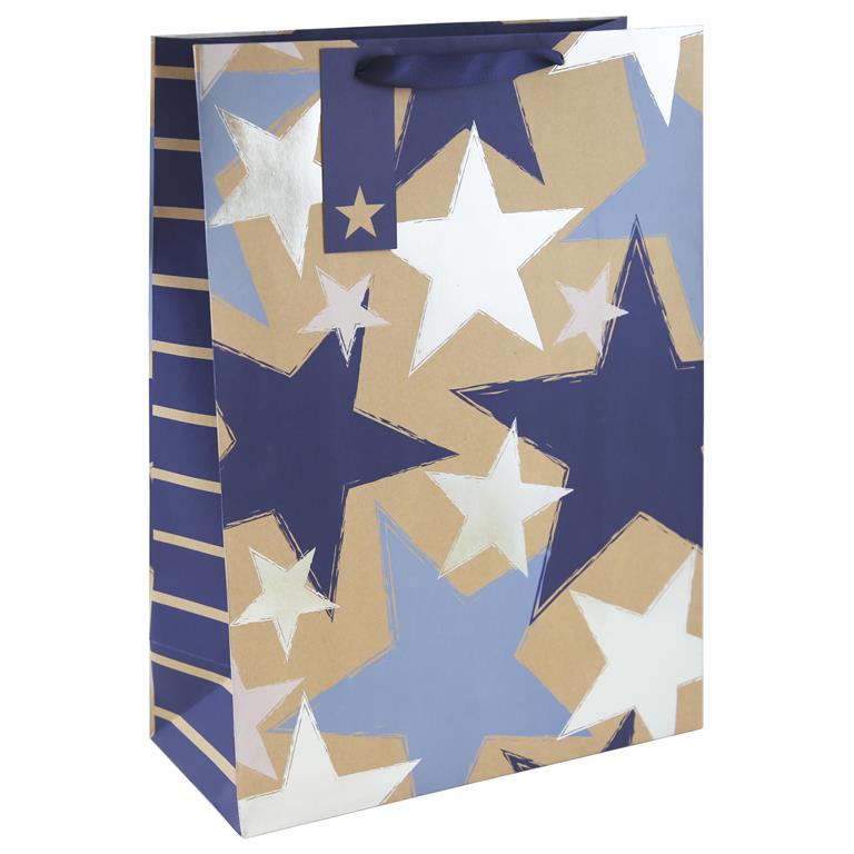 Kraft Blue Star Extra Large Bag - Click Image to Close