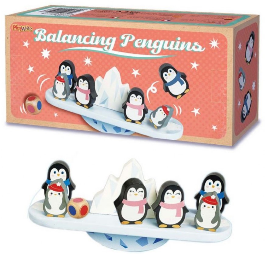 Wooden Balancing Penguin Game 24x11x8cm - Click Image to Close