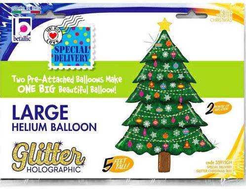 Special Delivery Christmas Tree 5ft Hologagraphic Balloon - Click Image to Close