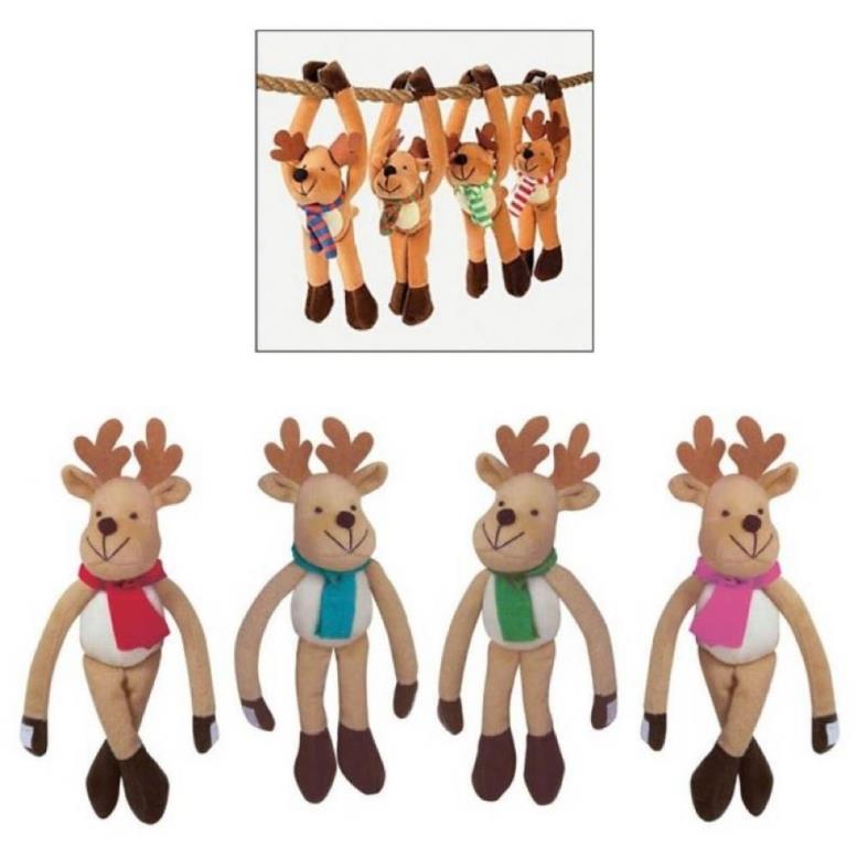 Plush Hanging Reindeer 28cm With Fastener Hands - Click Image to Close