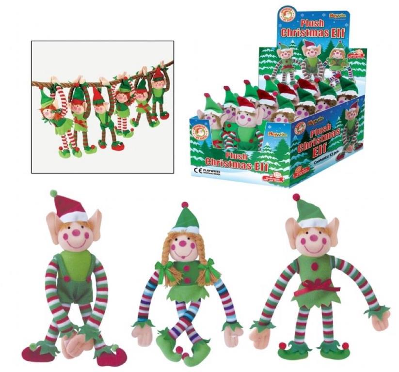 Plush Hanging Elf 28cm With Fastener Hands - Click Image to Close