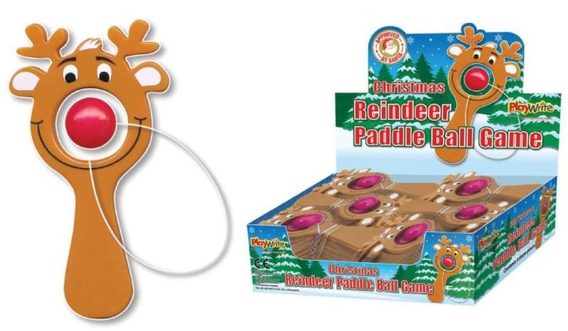 48 X Reindeer Paddle Ball Game 10cm (27P Each) - Click Image to Close