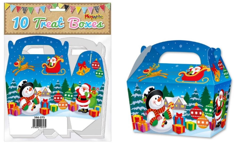 Christmas Treat Boxes 12cm Pack Of 10 - Click Image to Close