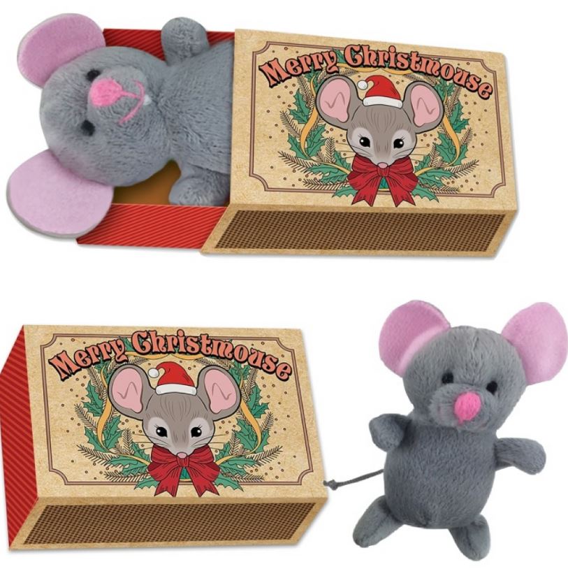Christmas Plush Mouse In A Matchbox 12 X 8 X 4cm - Click Image to Close