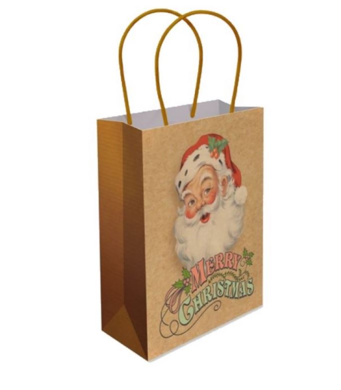 Traditional Santa Paper Bag With Handles Medium - Click Image to Close
