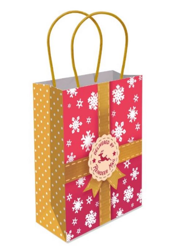 Reindeer Mail Paper Bag With Handles Medium - Click Image to Close