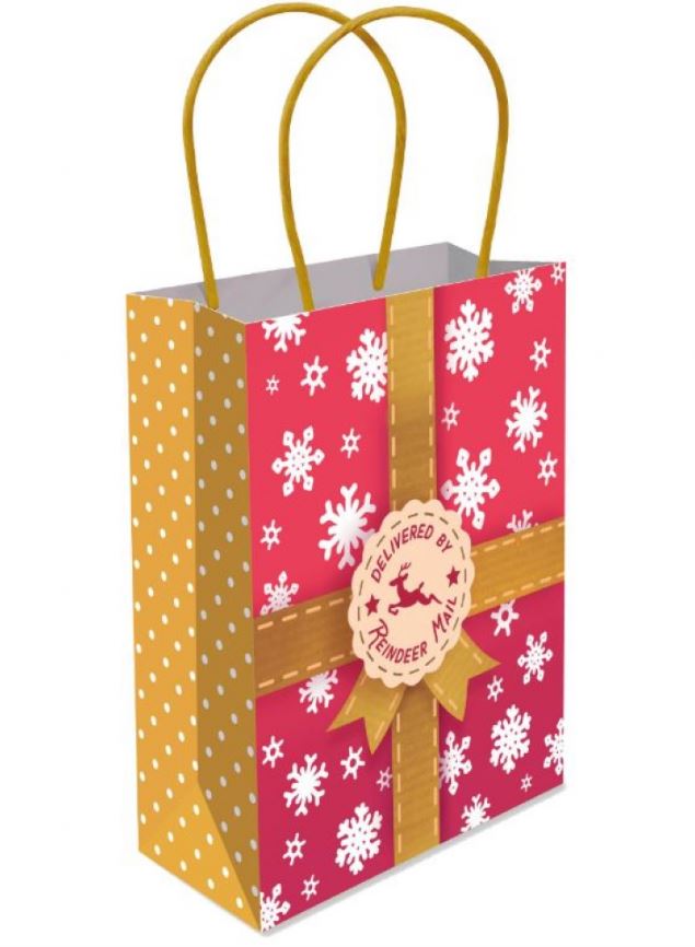 Reindeer Mail Paper Bag With Handles Large - Click Image to Close