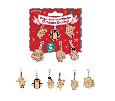 Christmas MYO Wooden Keyrings 6pk