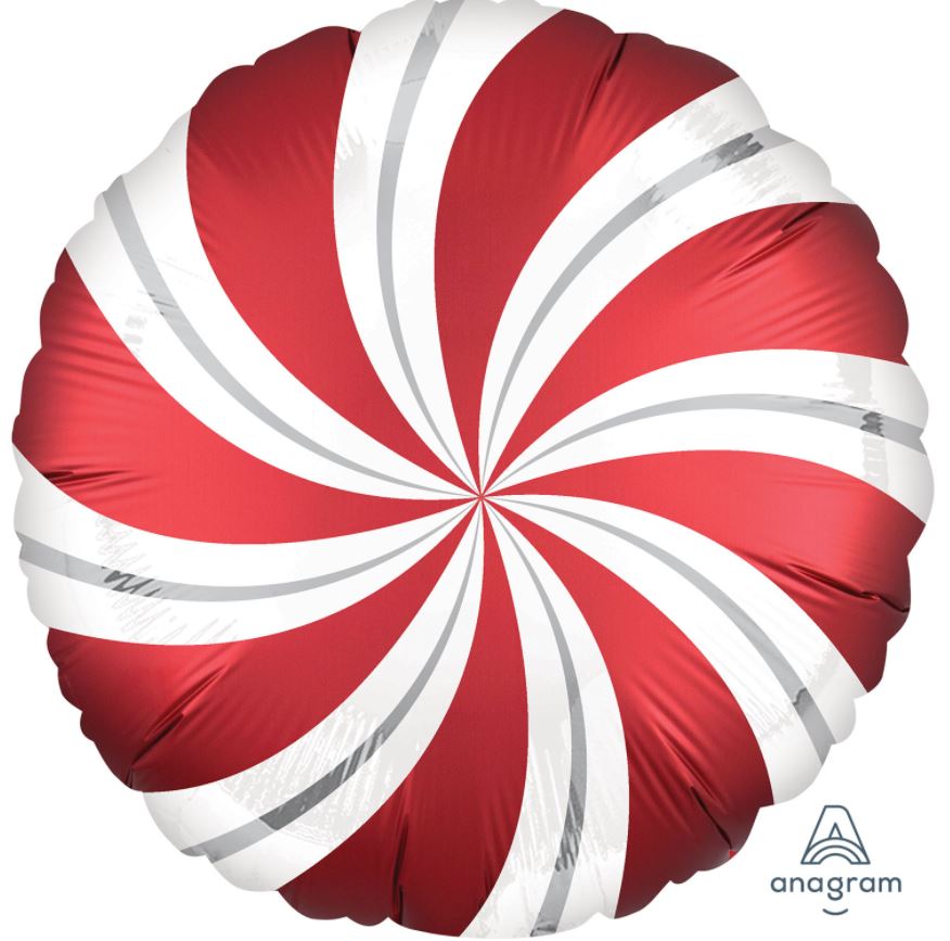 18" Satin Sangria Candy Swirls Balloon - Click Image to Close