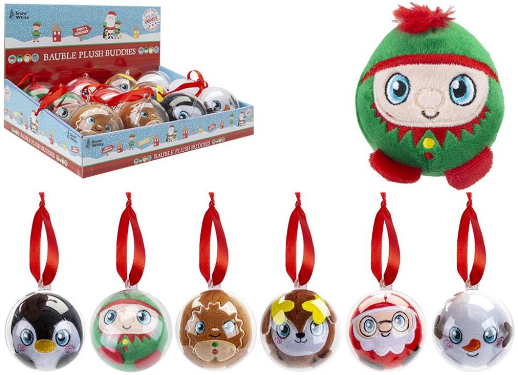 Christmas 8cm Plush Novelty Toy In Bauble ( Assorted ) - Click Image to Close